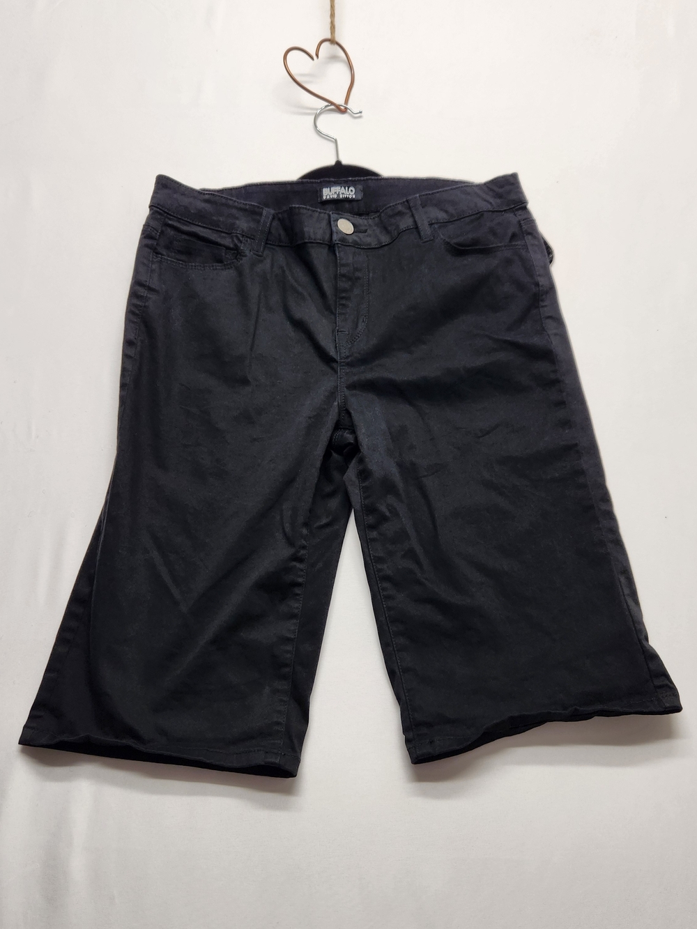 ⭐️Buffalo David Bitton Black Bermuda Shorts Stretch Denim Jean Shorts 12/32